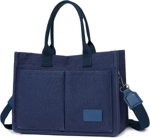 VODIU Canvas Tote Bag for Women,Laptop Bag Work Tote Bag Women Crossbody Purse Handbag Shoulder Travel Messenger Gym Tote