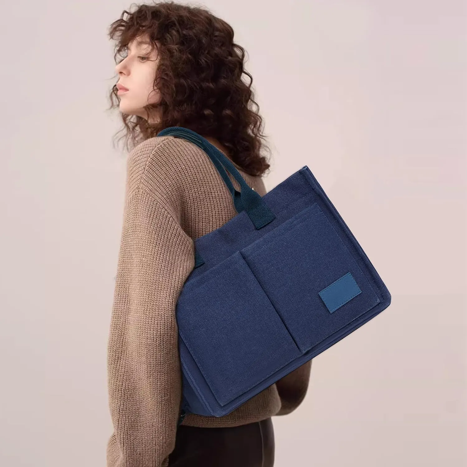 VODIU Canvas Tote Bag for Women,Laptop Bag Work Tote Bag Women Crossbody Purse Handbag Shoulder Travel Messenger Gym Tote