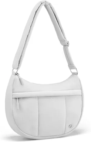 VONAL Puffer Crescent Crossbody Bag for Women Lightweight Nylon Quilted Waterproof Shoulder Purses with Adjustable Strap