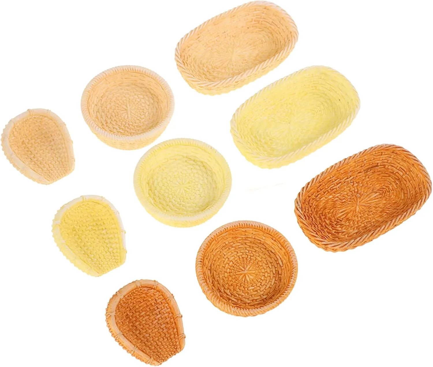 Wakauto 9pcs Miniature Wicker Baskets for Dollhouse Decorations Tiny Woven Baskets Miniature Kitchen Accessories Set