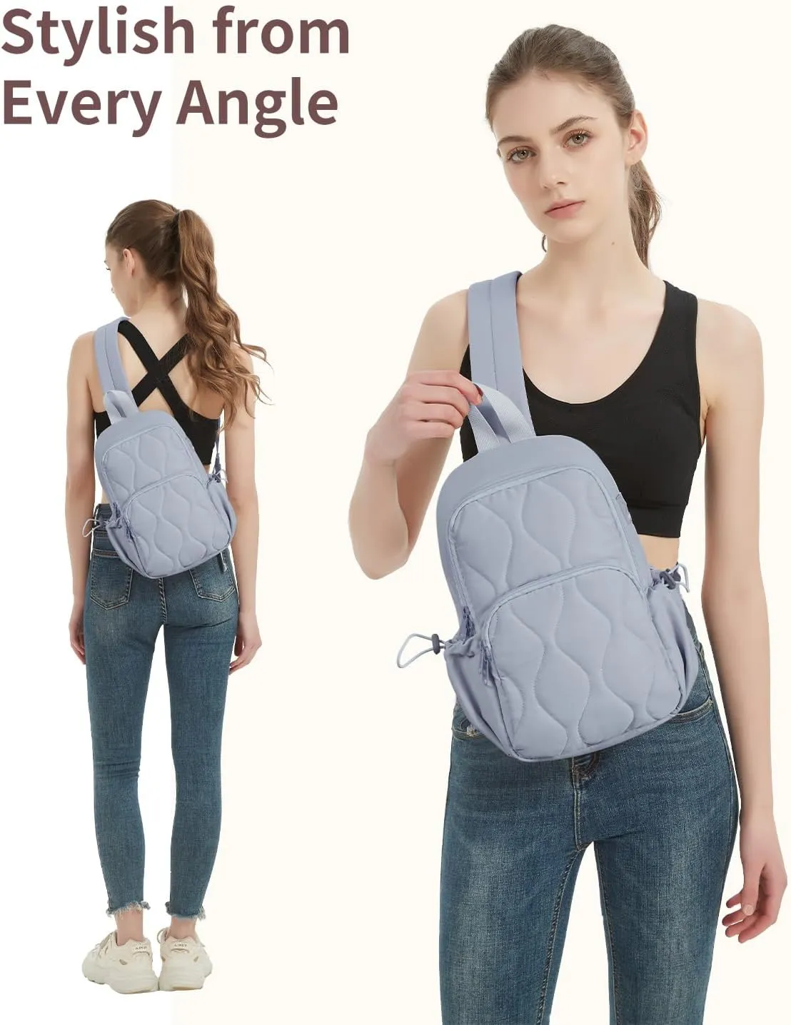 Wandering Nature Sling Bag for Women Lightweight Quilted Crossbody Bag Fits for 11" Tablet with Breathable Back Panel Anti Theft Pocket Padded Strap USB Charge Port, Ideal for Travel, Daily Use