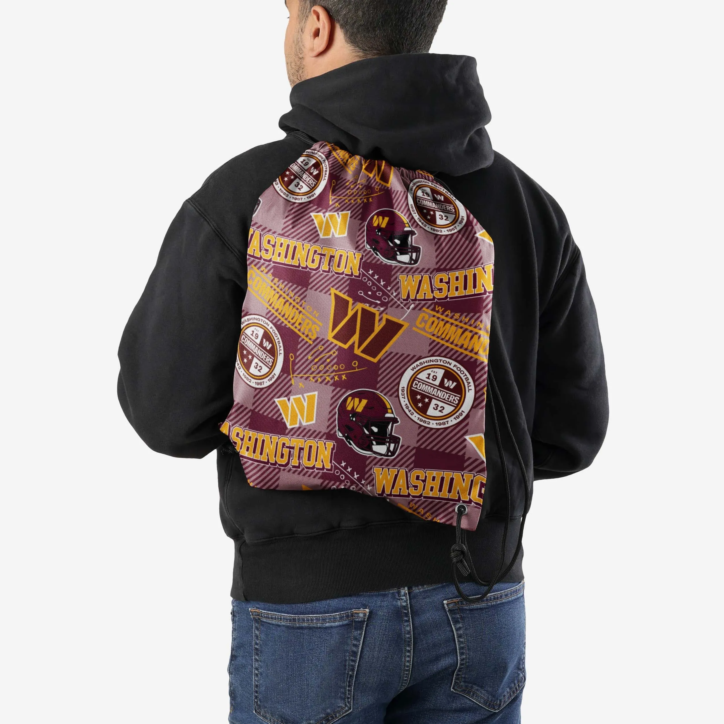 Washington Commanders Thematic Repeat Print Drawstring Backpack