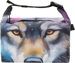 Watercolor Wolf Personalized Lunch Bag for Women Girls Adjustable Shoulder Strap Lunchbag for Work Pink Cute Insulated