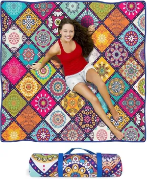 Waterproof Picnic Blankets Foldable & Portable 80''x80'' Boho Picnic Mat for Outdoors, Large Washable Picnic Blanket for Travel Camping Beach, Park Grass Picnic Blanket Accessories for Adults