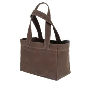 Waxed Canvas Tote Bag Small in Classic Style and Brush Brown with an Optional Matching Felt Bag Organizer
