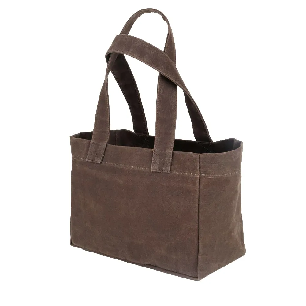Waxed Canvas Tote Bag Small in Classic Style and Brush Brown with an Optional Matching Felt Bag Organizer