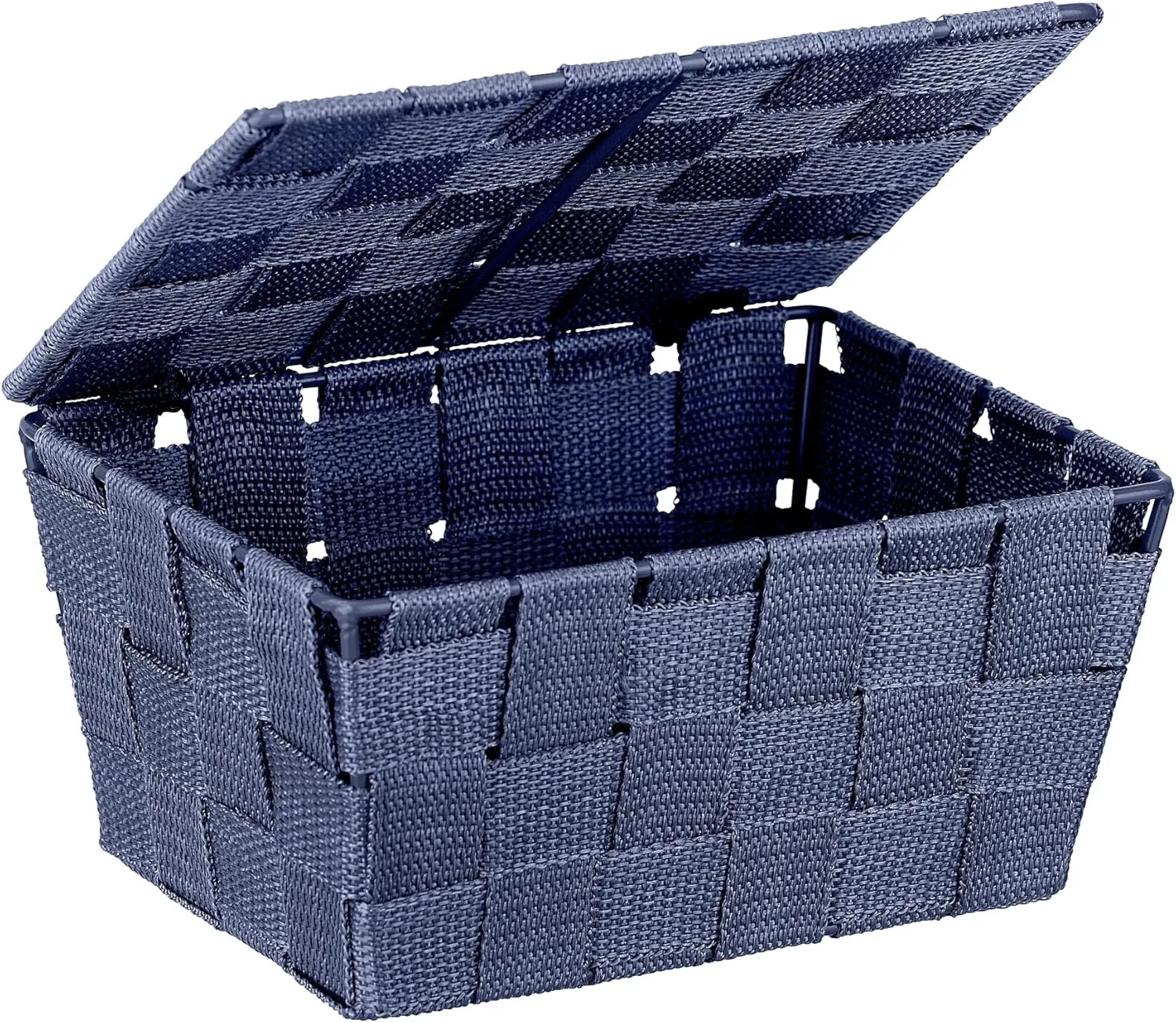 WENKO Adria Storage Basket with Lid Dark Blue Polypropylene 19 x 10 x 14 cm Dark Blue