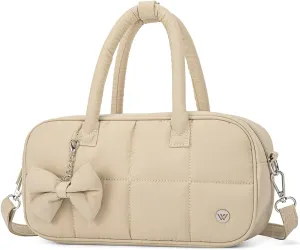 WESTBRONCO Puffer Crossbody bags for Women Quilted Shoulder Handbags, Puffy Cosmetic Makeup Bag Organizer w/Cute Ornament