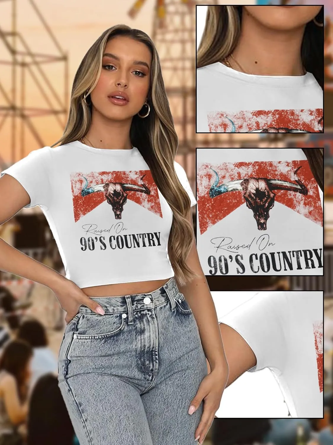 Western Shirts for Women Cowgirl Tshirt Cowboy Country Concert Outfits Summer Slim Shirt Sexy Crop Tops for Girls
