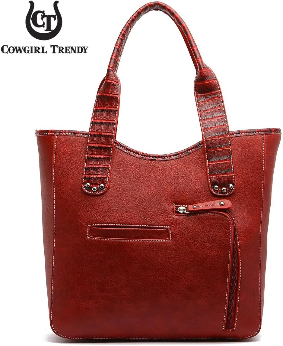 Western Style Cowgirl Woven Fringe Crocodile Gorgeous Purse Conchos Tote Country Women Handbag Shoulder Bags Wallet Set