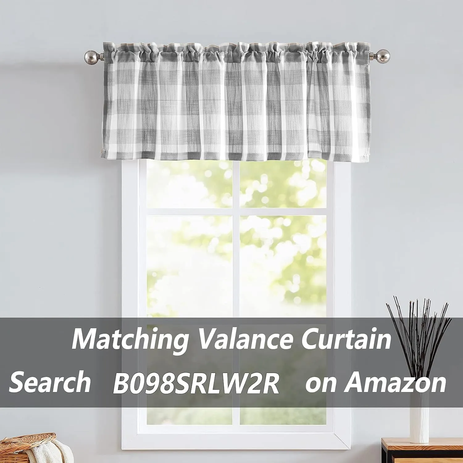 White Grey Buffalo Check Curtains 84inch Long Farmhouse Gingham Linen Semi Sheer Rustic Drapes Window Treatment Sets for Living Room Bedroom 2 Panels Rod Pocket