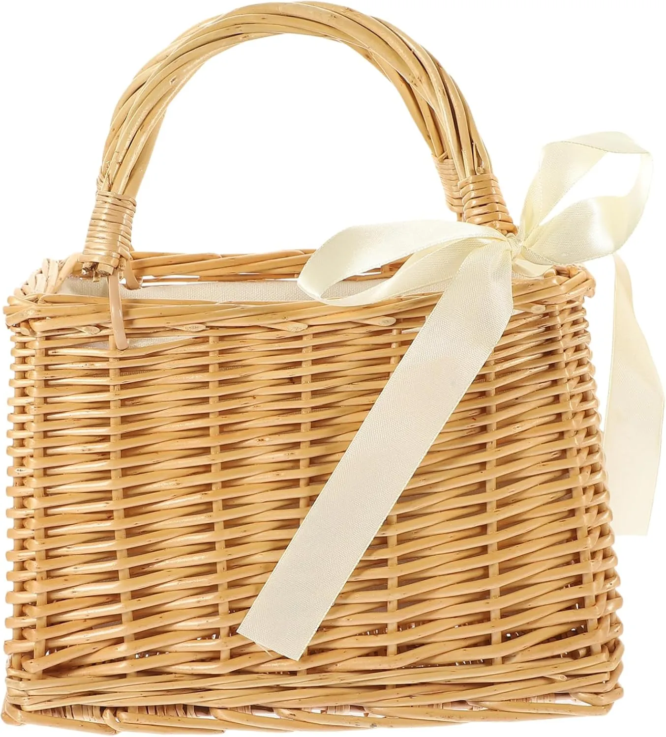 Wicker Basket Handbag Portable Vegetable Storage Tote Bag for Outdoor Picnic Natural Material Flower Holder for Home Decor and Everyday Use