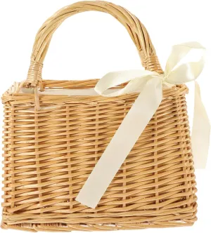 Wicker Basket Handbag Portable Vegetable Storage Tote Bag for Outdoor Picnic Natural Material Flower Holder for Home Decor and Everyday Use