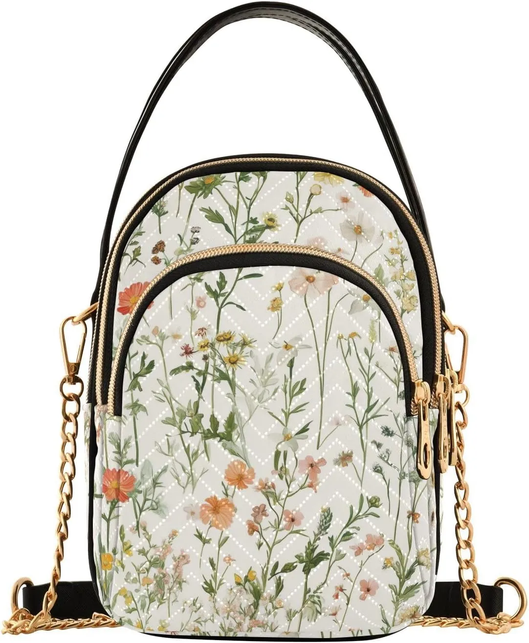 Wildflower Floral Herbs Crossbody Purse for Women Travel Handbag Small Shoulder Bag