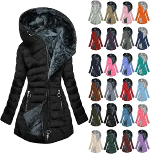 Winter Coats for Women 2024 Trendy Warm Sherpa Lined Fuzzy Fleece Jacket Zip Up Thickened Parka Coat With Plus Size