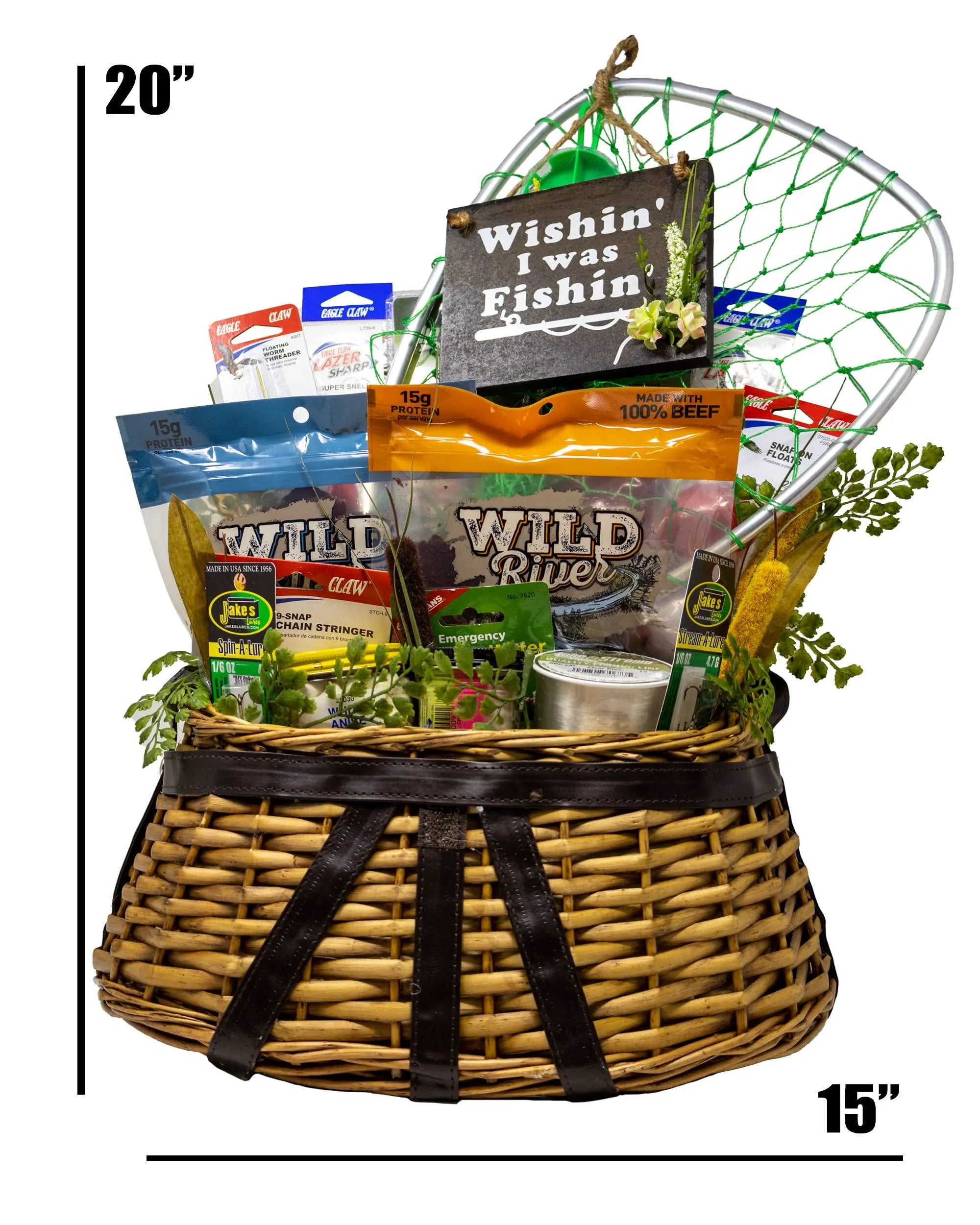 Wish I Was Fishing Creel Gift Basket