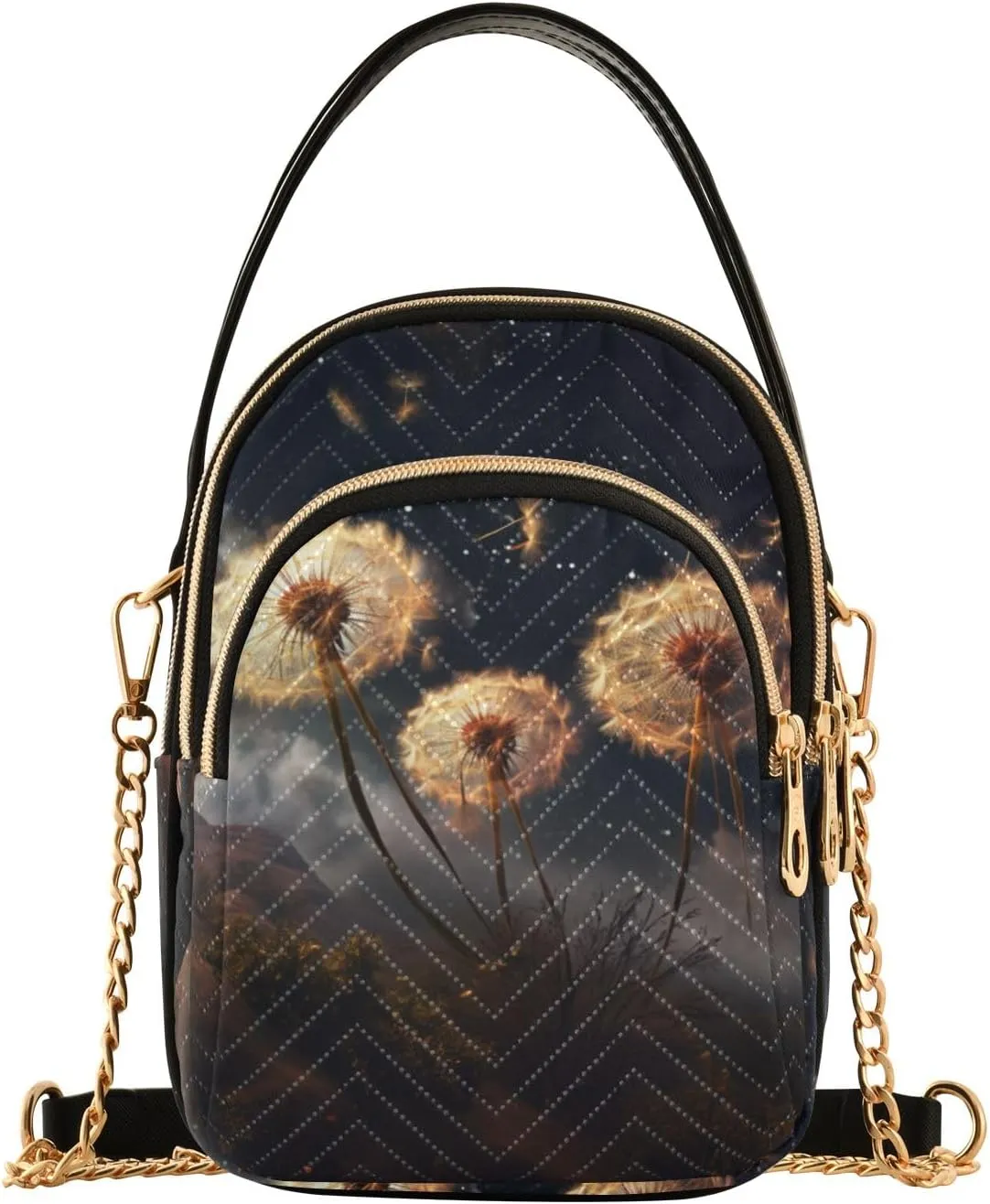 Women Crossbody Handbag Dandelion in Night Quilted Chain Bag
