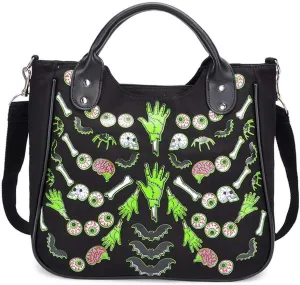 Women Fashion Rivet Handbag Purse Luminous Canvas Punk Tote with Shoulder Strap Crossbody Bag Large Capacity