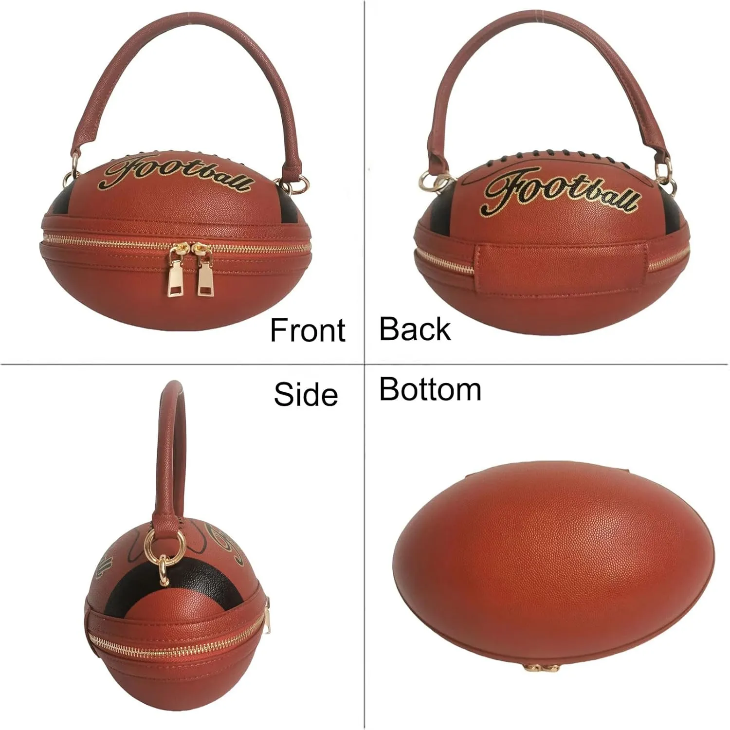 Women Football Shaped Crossbody Shoulder Bag Rugby Clutch Handbag Unique Novelty Football Purse