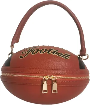 Women Football Shaped Crossbody Shoulder Bag Rugby Clutch Handbag Unique Novelty Football Purse