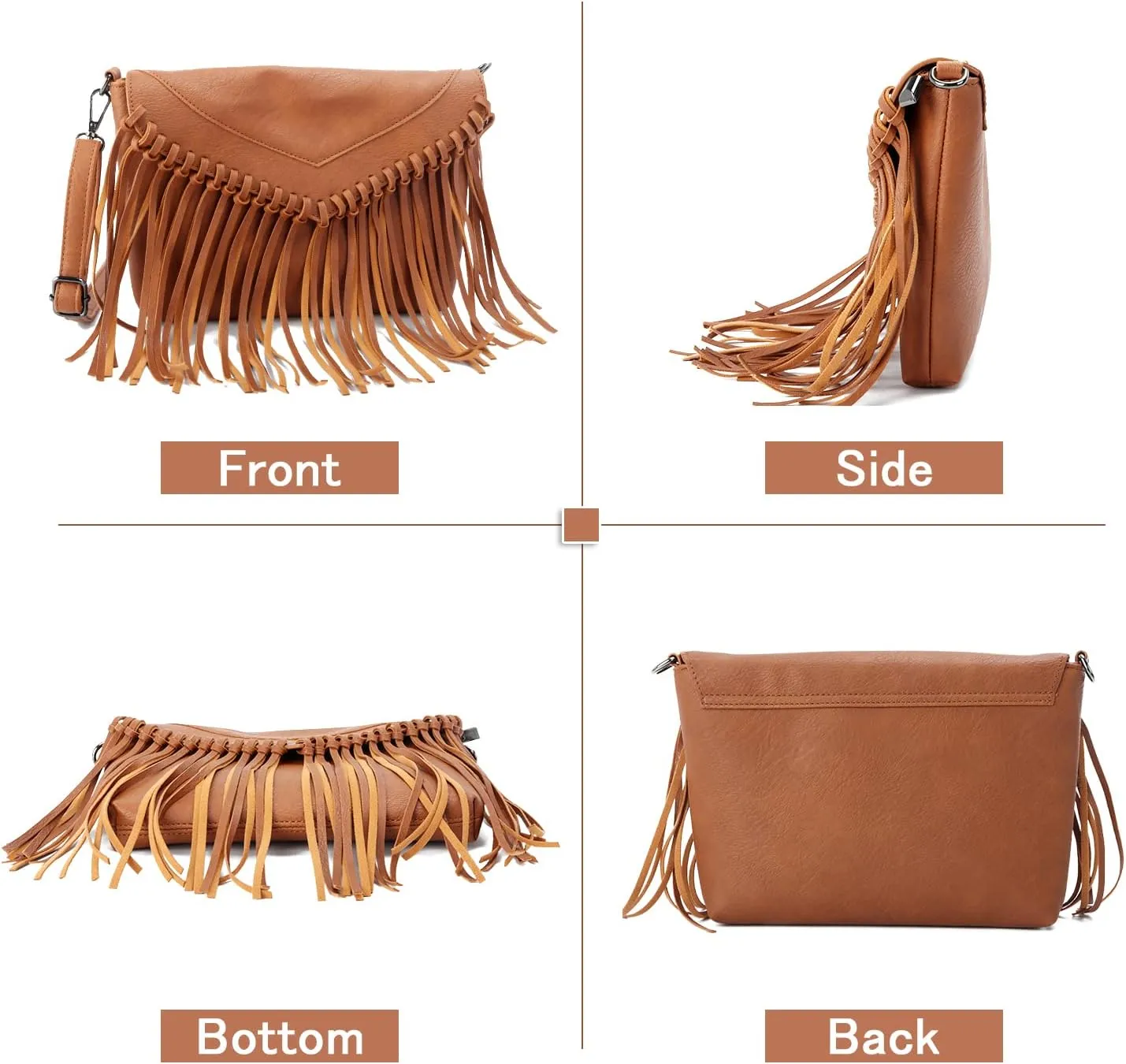 Women Fringe Hobo Purse Vintage Tassel Shoulder Bag Black Tassel Handbags