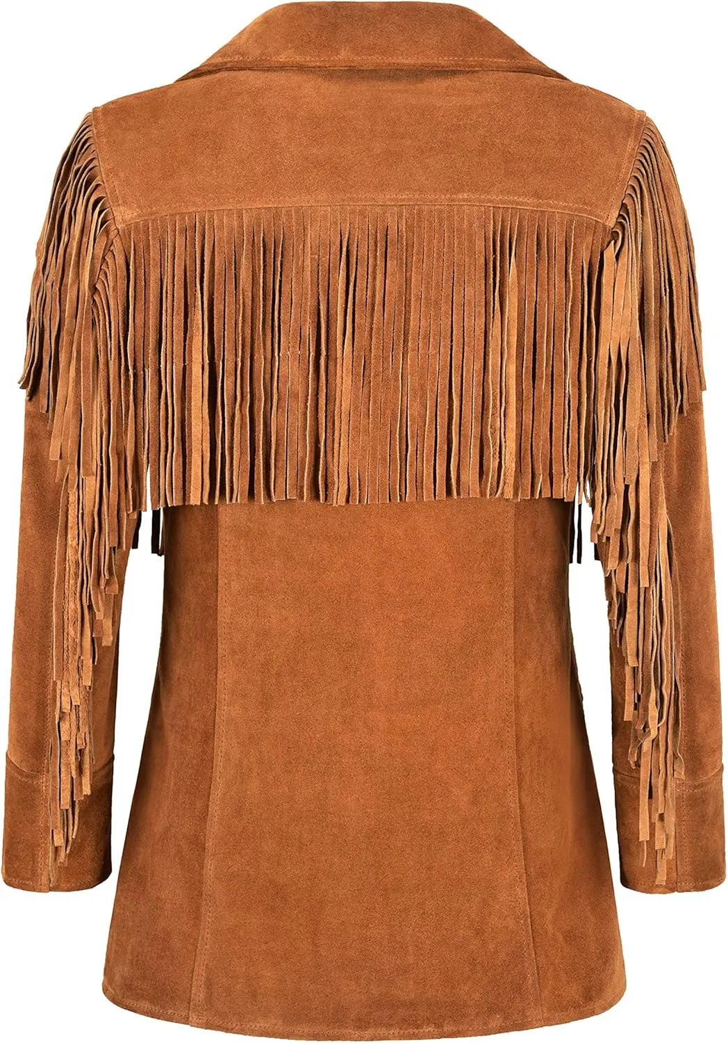 Women Fringe Suede Leather Jacket Tan Classic Western Style Fringe Jacket 5937