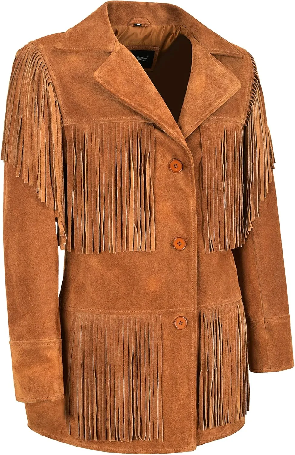 Women Fringe Suede Leather Jacket Tan Classic Western Style Fringe Jacket 5937