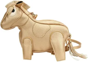Women Funny Horse Shaped Crossbody Bag Cute Animal Shoulder Bag PU Leather Clutch Purse with Fringe
