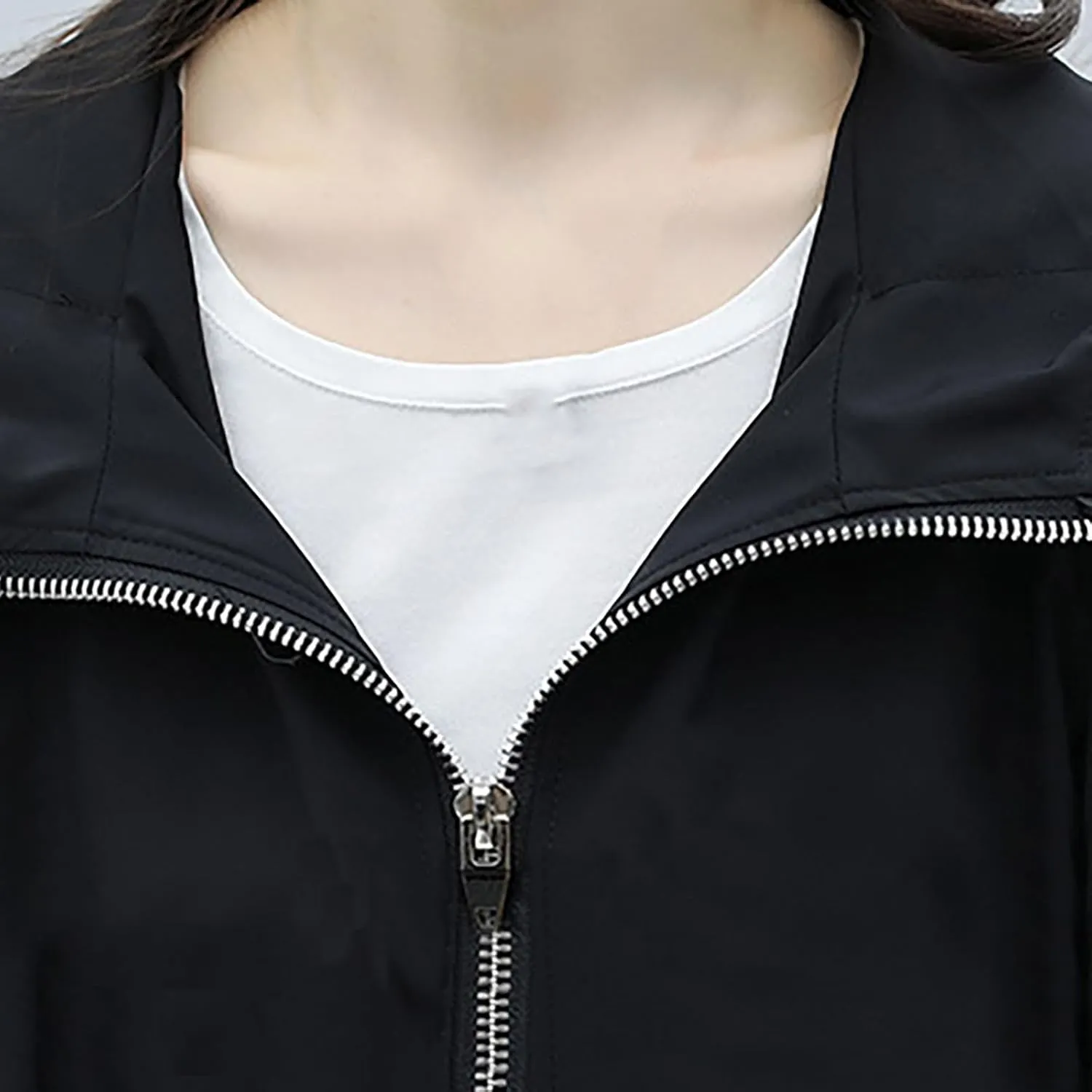Women Long Rain Jacket Waterproof Lightweight Hooded Raincoat Windbreaker Coat Side Slits High-Low Hem Outdoor Coats