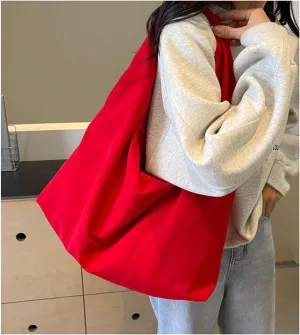 Women Nylon Tote Bag with Zipper Large Shoulder Draped Totes Bags Lightweight Purse,All-Matching Underarm Pack Handbags