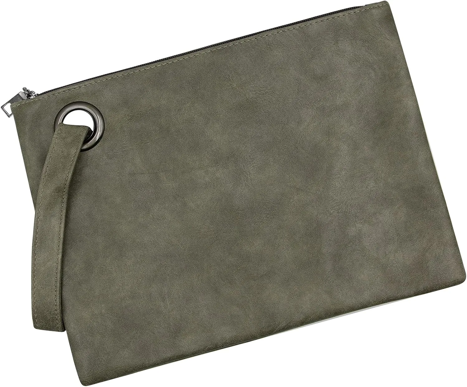 Women Oversized Envelope Handbag Soft Leather Clutch Evening Bag Purse with Wrist Strap