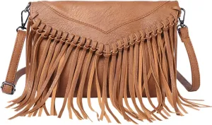 Women PU Leather Hobo Fringe Tassel Cross Body Bag Western Hippie Shoulder Bag Boho Country Concert Outfits