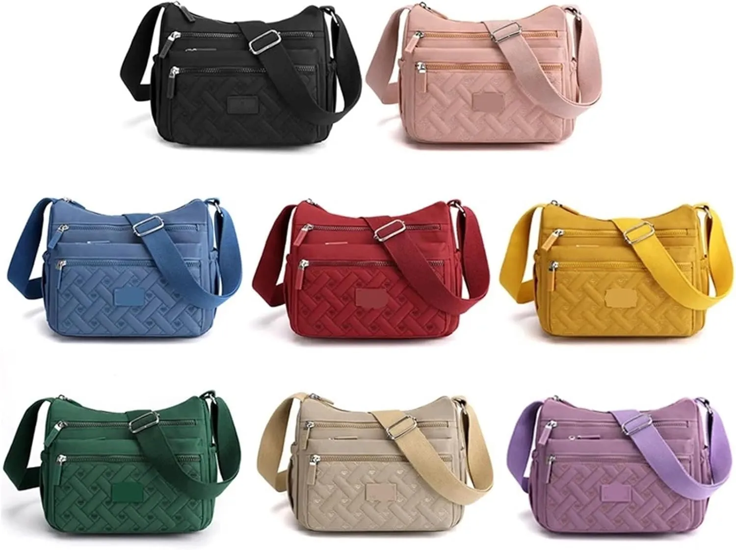 Women Shoulder Crossbody Bag for Women Waterproof Solid Color Black Pink Casual Nylon Ladies Handbag Messenger Bag