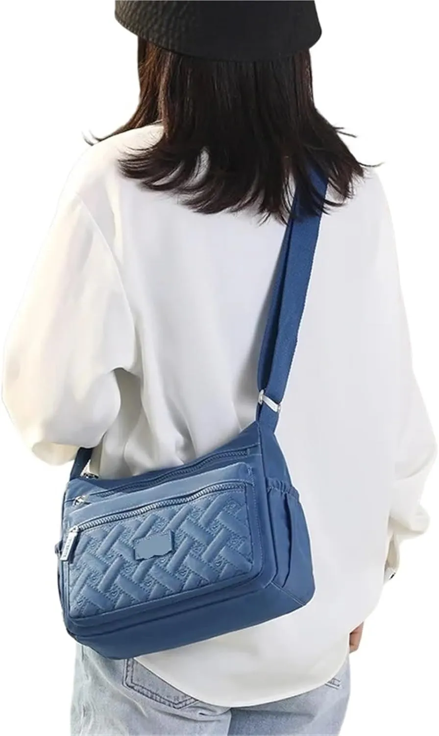 Women Shoulder Crossbody Bag for Women Waterproof Solid Color Black Pink Casual Nylon Ladies Handbag Messenger Bag