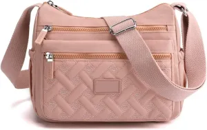 Women Shoulder Crossbody Bag for Women Waterproof Solid Color Black Pink Casual Nylon Ladies Handbag Messenger Bag