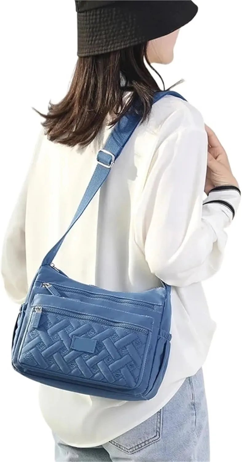 Women Shoulder Crossbody Bag for Women Waterproof Solid Color Black Pink Casual Nylon Ladies Handbag Messenger Bag