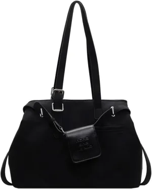 Women Soft PU Leather Crossbody Bag Retro Large Tote Handbag Versatile Hobo Shoulder Purse Travel Work