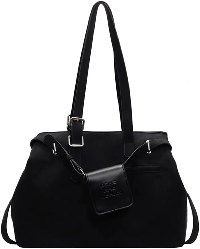 Women Soft PU Leather Crossbody Bag Retro Large Tote Handbag Versatile Hobo Shoulder Purse Travel Work
