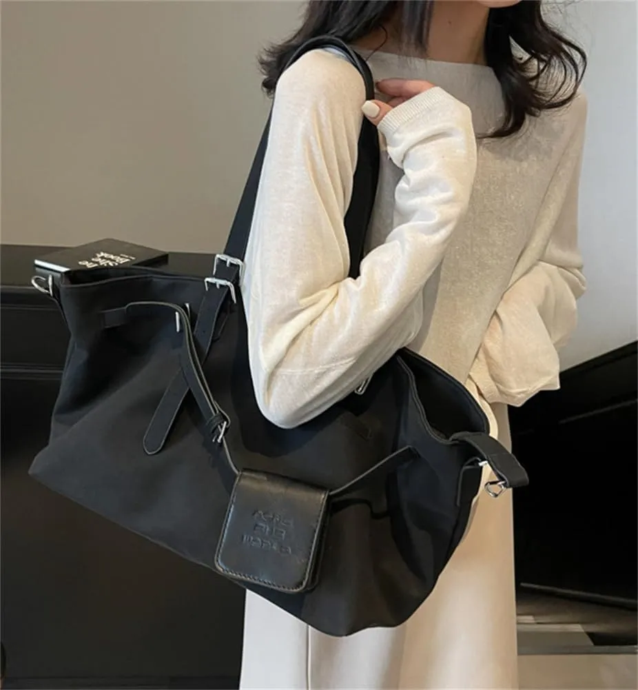 Women Soft PU Leather Crossbody Bag Retro Large Tote Handbag Versatile Hobo Shoulder Purse Travel Work