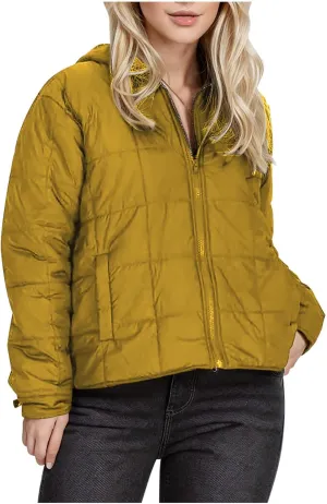 Women Winter Coats Long Sleeve Lightweight Short Jacket Casual Full Zip Baggy Warm Puffer Jacket