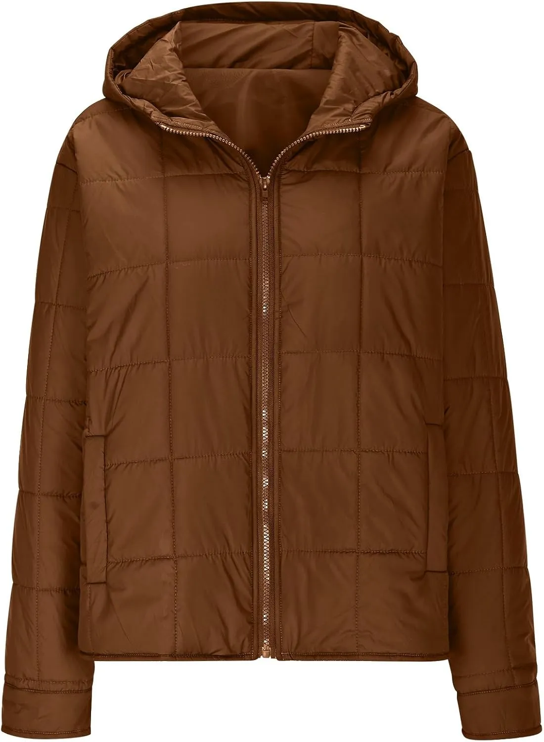 Women Winter Coats Long Sleeve Lightweight Short Jacket Casual Full Zip Baggy Warm Puffer Jacket