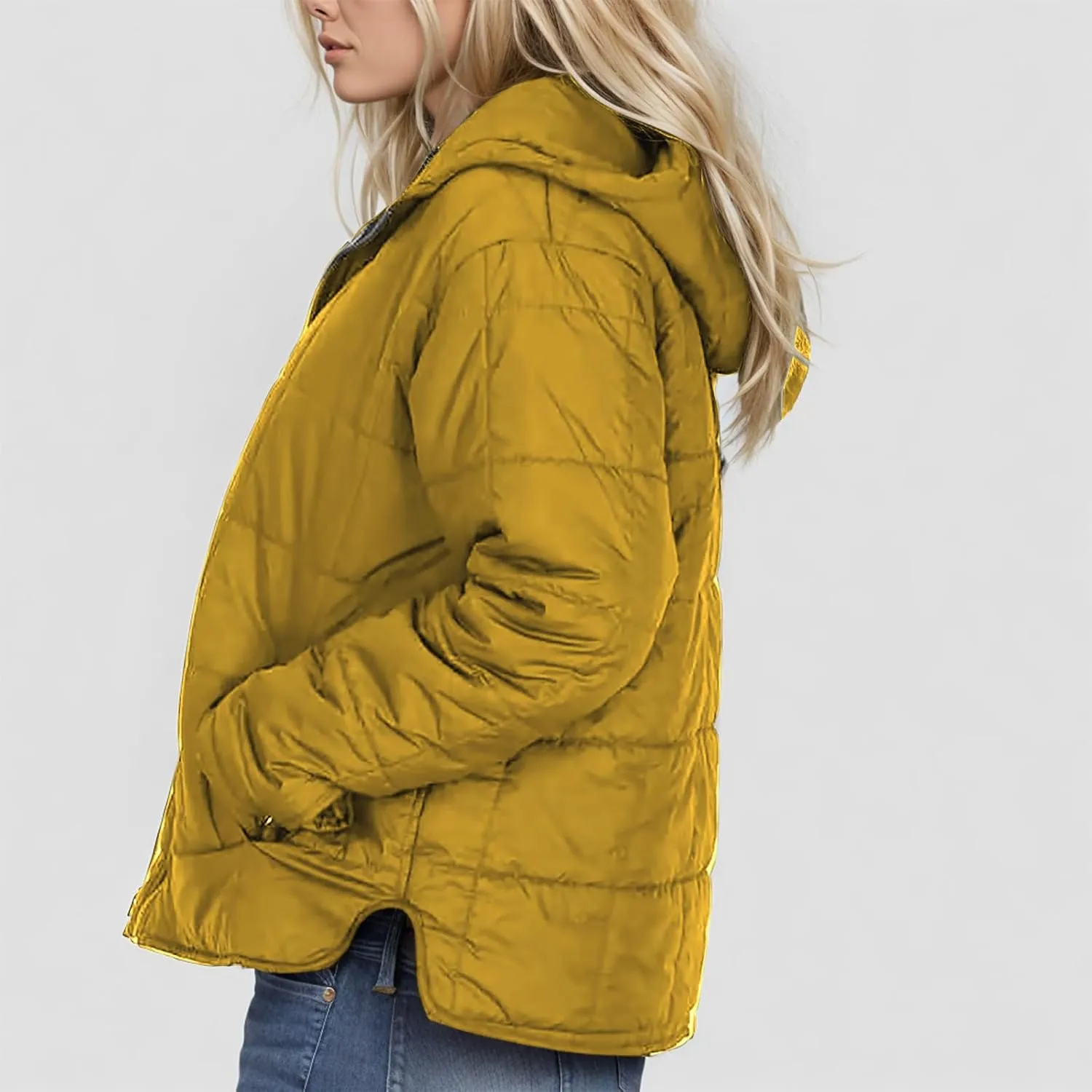 Women Winter Coats Long Sleeve Lightweight Short Jacket Casual Full Zip Baggy Warm Puffer Jacket