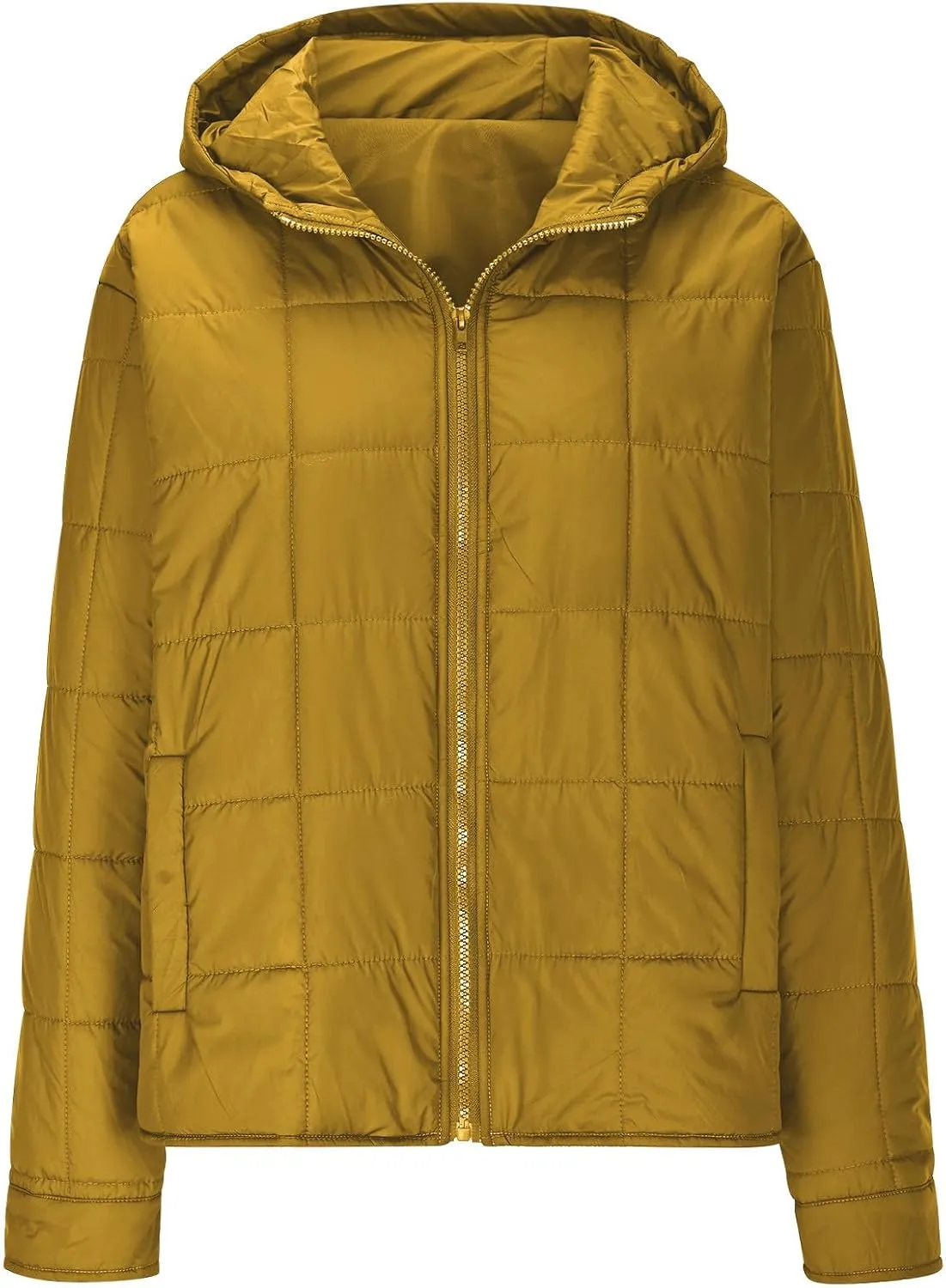 Women Winter Coats Long Sleeve Lightweight Short Jacket Casual Full Zip Baggy Warm Puffer Jacket