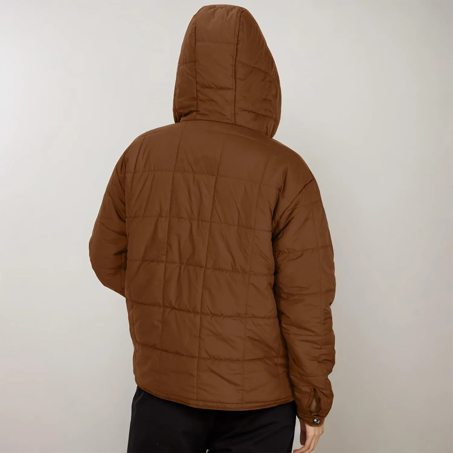 Women Winter Coats Long Sleeve Lightweight Short Jacket Casual Full Zip Baggy Warm Puffer Jacket