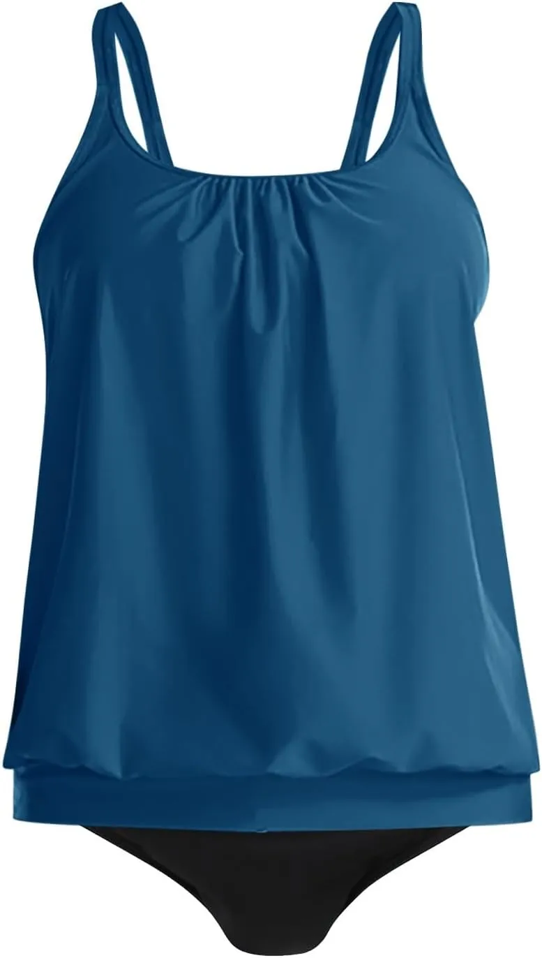 Womens 2 Piece Swimsuits with Boy Shorts 2025 Plus Size Blouson Tankini Tops Ladies Loose Bathing Suits