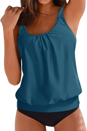 Womens 2 Piece Swimsuits with Boy Shorts 2025 Plus Size Blouson Tankini Tops Ladies Loose Bathing Suits