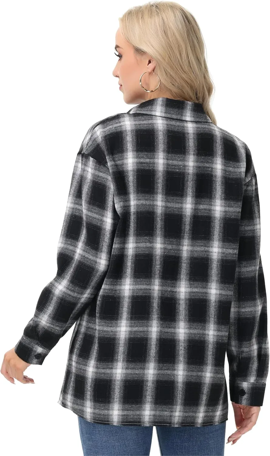 Womens Button Down Plaid Shirts Oversized Long Sleeve Collared Casual Blouse Top