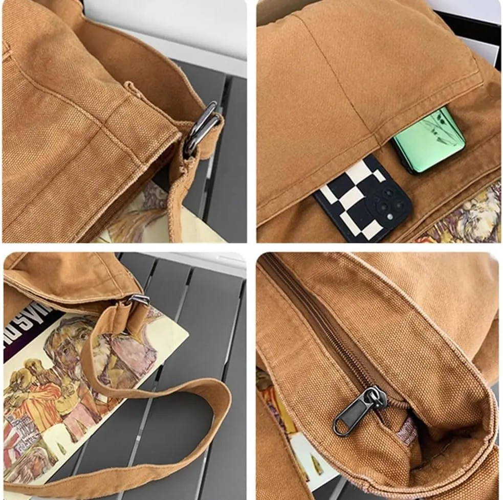 Women's Canvas Crossbody Messenger Bag - Large Capacity, Casual Shoulder Travel & Shopping Bag