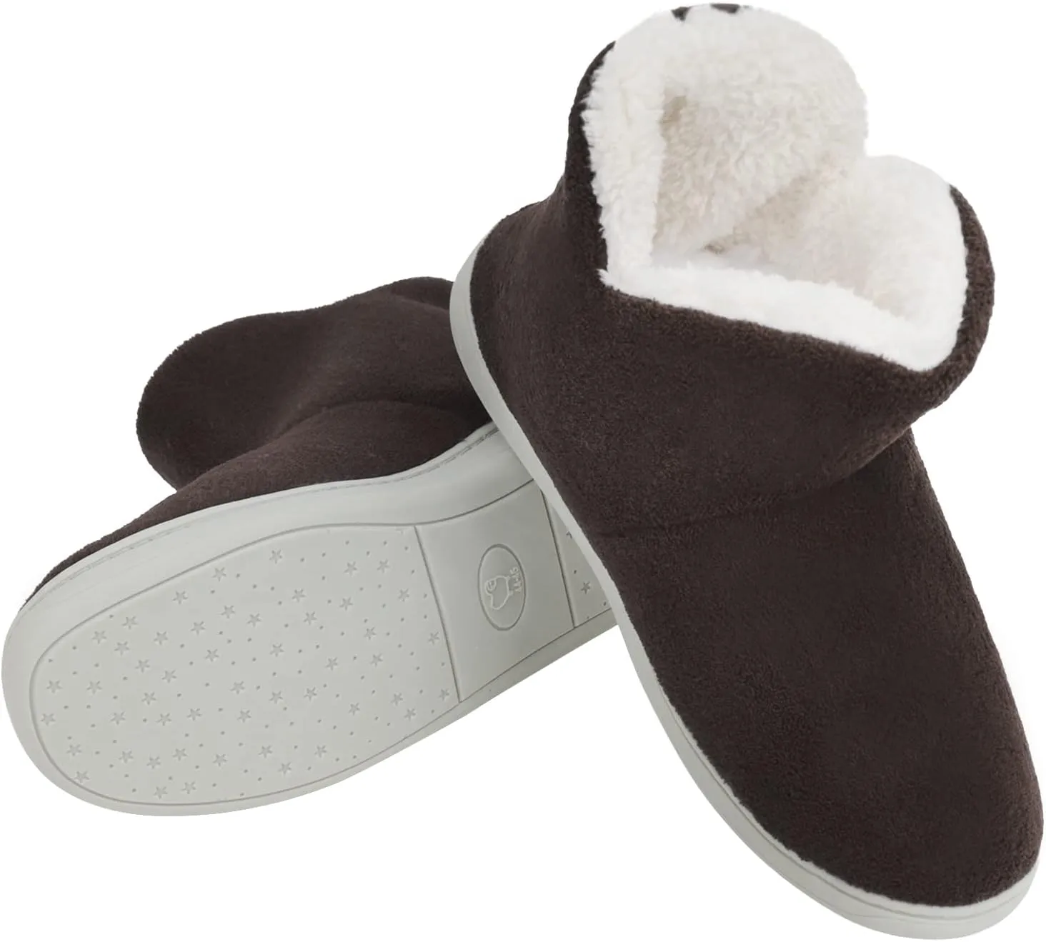 Womens Cashmere Knit Ankle Bootie Slippers Warm Cotton Quilted House Slippers Non-slip Indoor Slippers