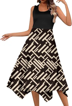 Women's Casual Maxi Sundress Scoop Neck Sleeveless Loose Tank Dress Summer Beach Long Dress Boho Vacation Dresses